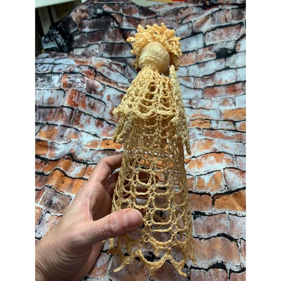 Starched Doily Angel Poss Vintage Hair Halo Shawl Christmas Tree Topper Wings - Picture 3 of 4